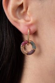 Heliophilia Silver Pendientes de Metal Multicolor con Circonitas CKP9246